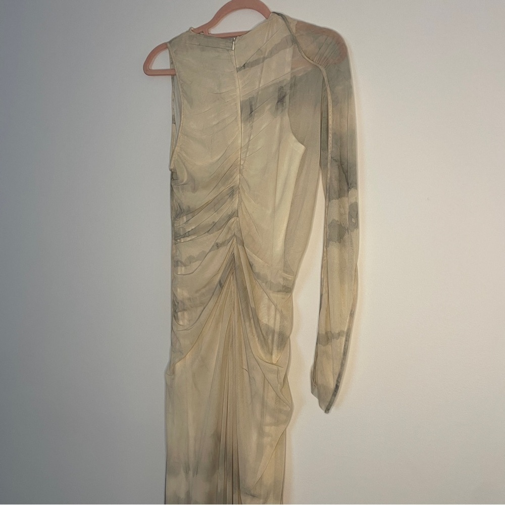ZARA Ruched Mesh Tie-Dye One Shoulder Maxi Dress | Bodycon Fit | Size L - Picture 7 of 9